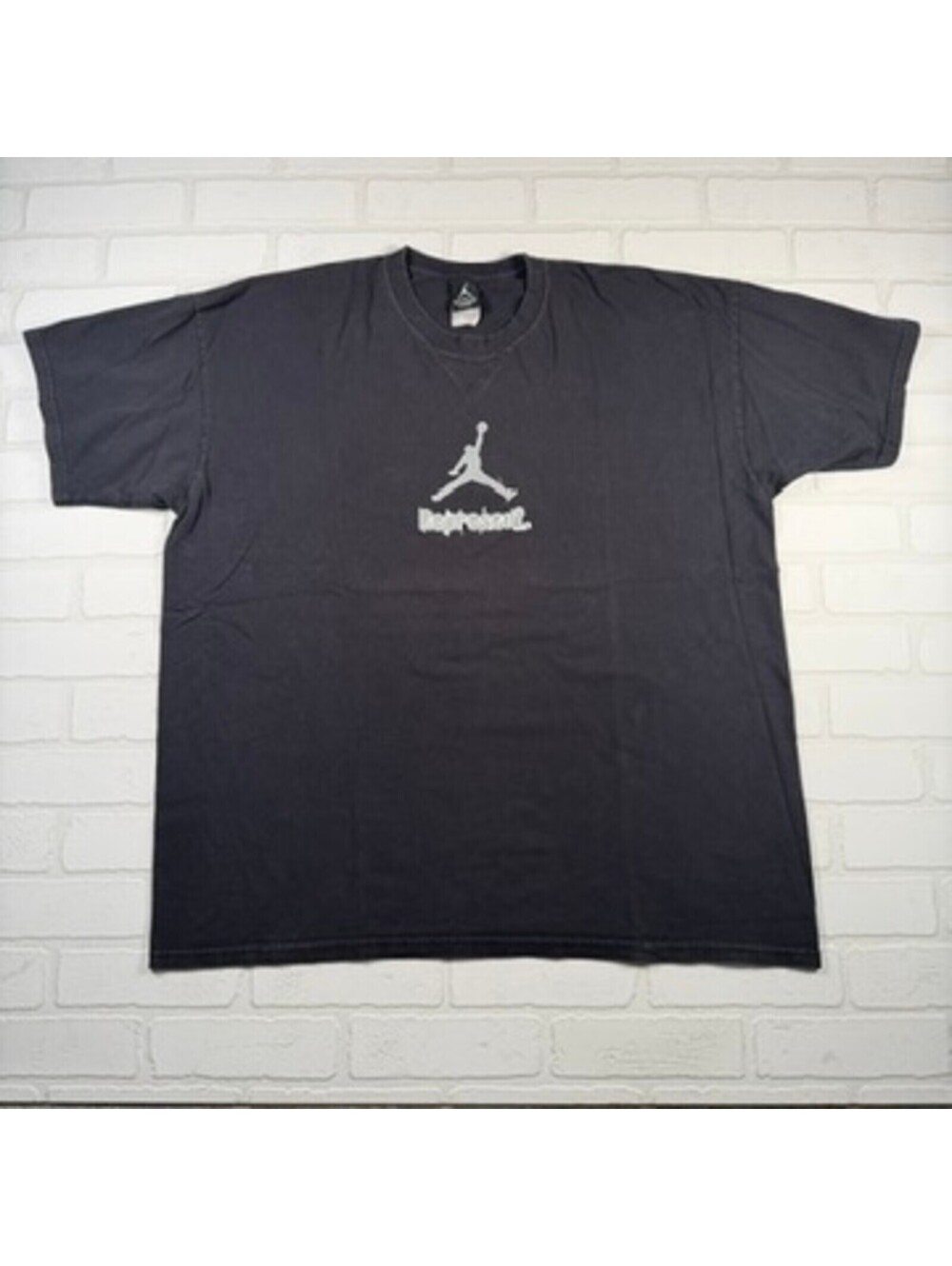 Vintage Air Jordan Represent Jumpman Logo Graphic T Shirt Faded Black XXL
